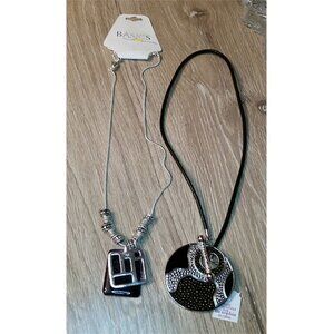 Bundle lot 2 toggle Lia Sophia and Croft geometric enamel necklaces cord & chain